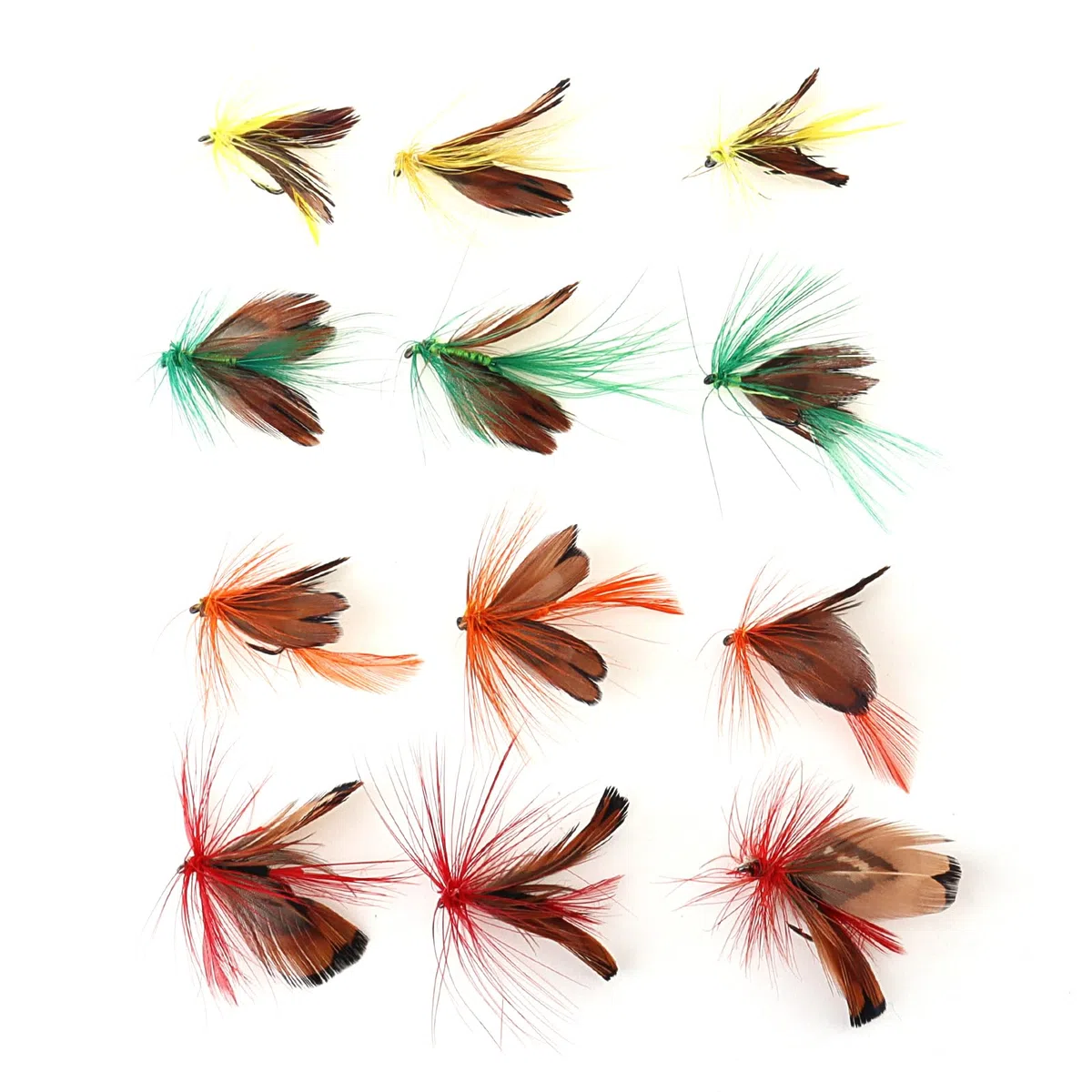 12 esche a forma di farfalla, realizzate a mano, per spigola, panfish, trota, salmone