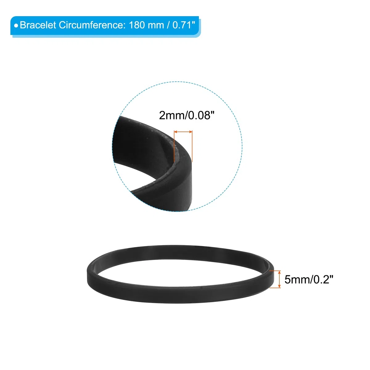 PATIKIL Silicone Bracciali, 6pz Colorati Gomma Bracciali bianco Elastici Sport Fasce per Adulti Adolescenti Sport Squadra Giochi, Nero