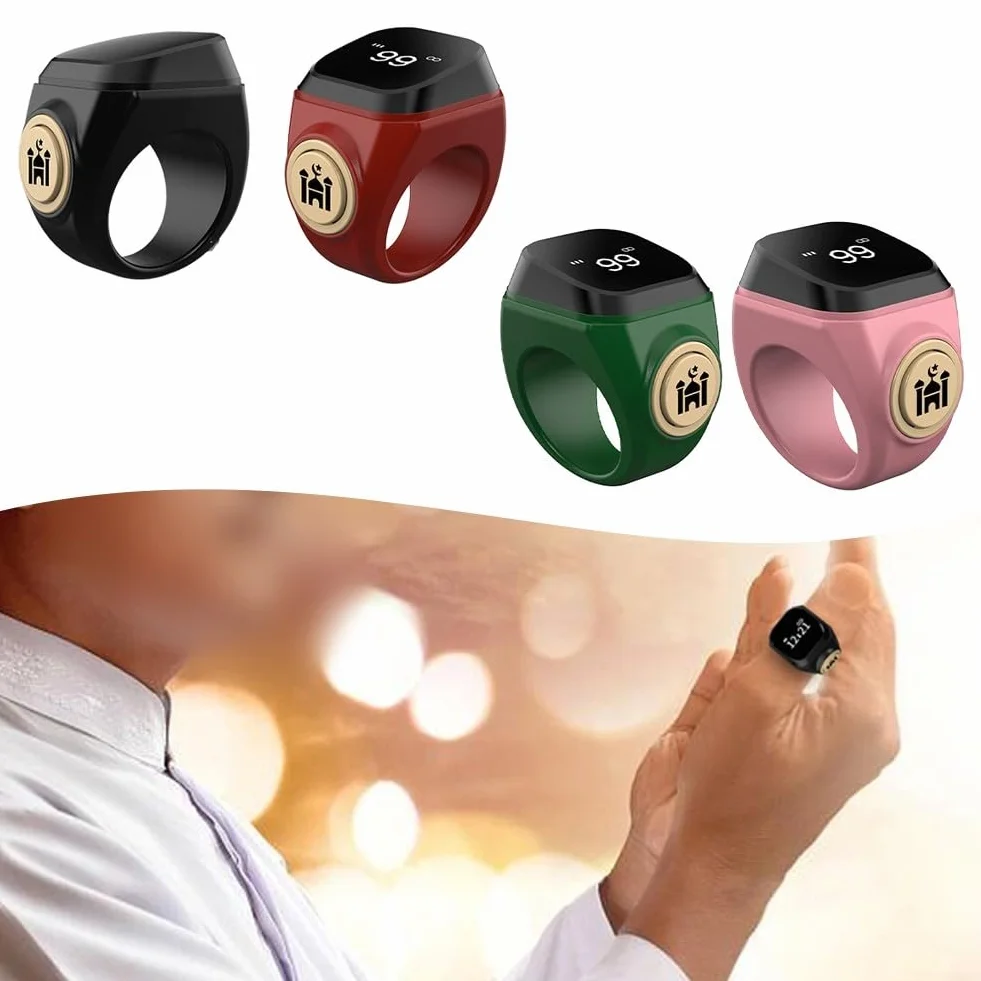 Smart Anello contatore Tasbih ricaricabile 18 mm 20 mm 22 mm impermeabile Zikr 99999 preghiera musulmano
