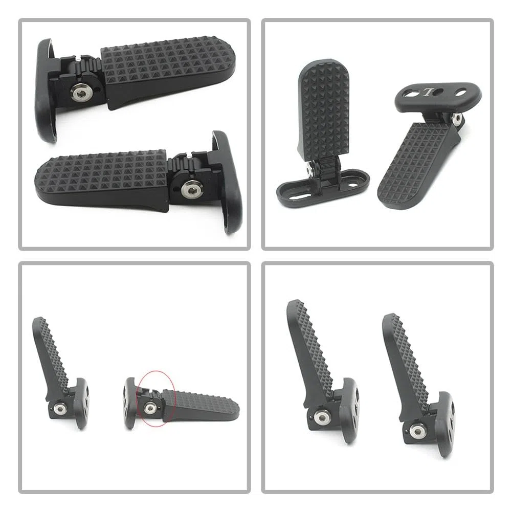 Pioli per bici in lega di alluminio per scooter elettrico, pedali antiscivolo con design pieghevole, 78 x 75 mm, compatibili con E-for Bike e veicoli mobili, nero
