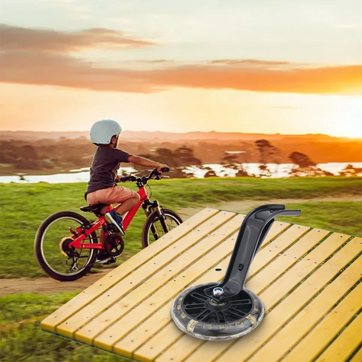 Ruote da allenamento con ruote lampeggianti in poliuretano per biciclette per bambini da 14/16/20 pollici, ruote ausiliarie stabili anti-usura per bici a velocità singola (30,5 cm)