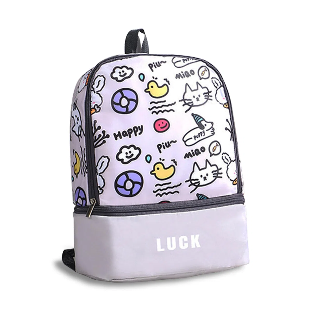 Animali dei Cartoni Animati Borsa Piscina, Borsone Piscina, Zaino Piscinas Bambino, Borsa da Nuoto Asciutta e Bagnata, Grande Capacità con Scarpiera per Sport, Viaggi, Scuola, Nuoto, Grigio