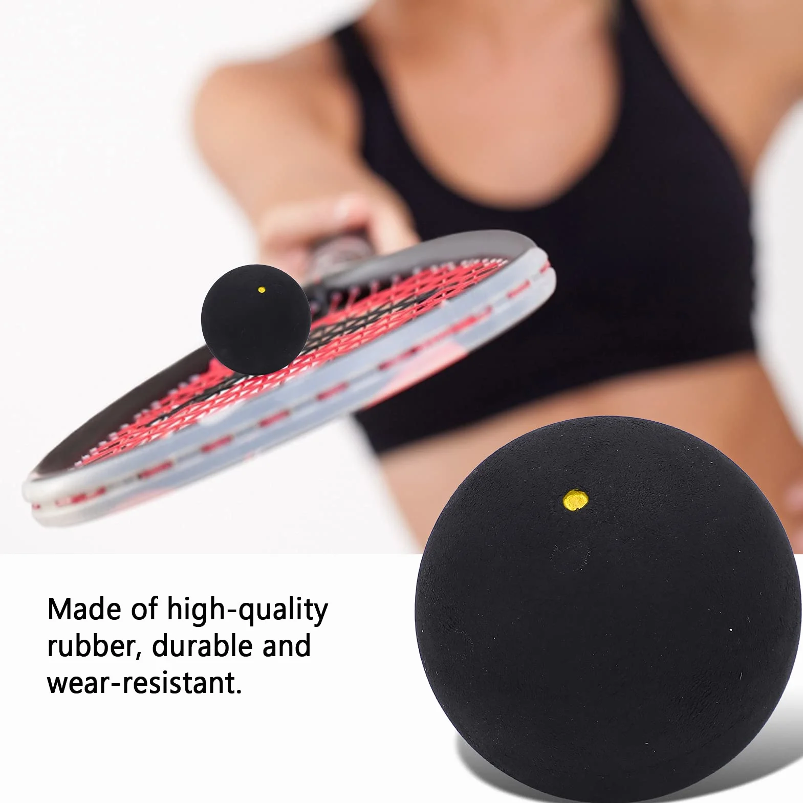 Palla da Squash Sportiva Resistente all'Usura Alto Rimbalzo Leggera Singolo Punto Giallo