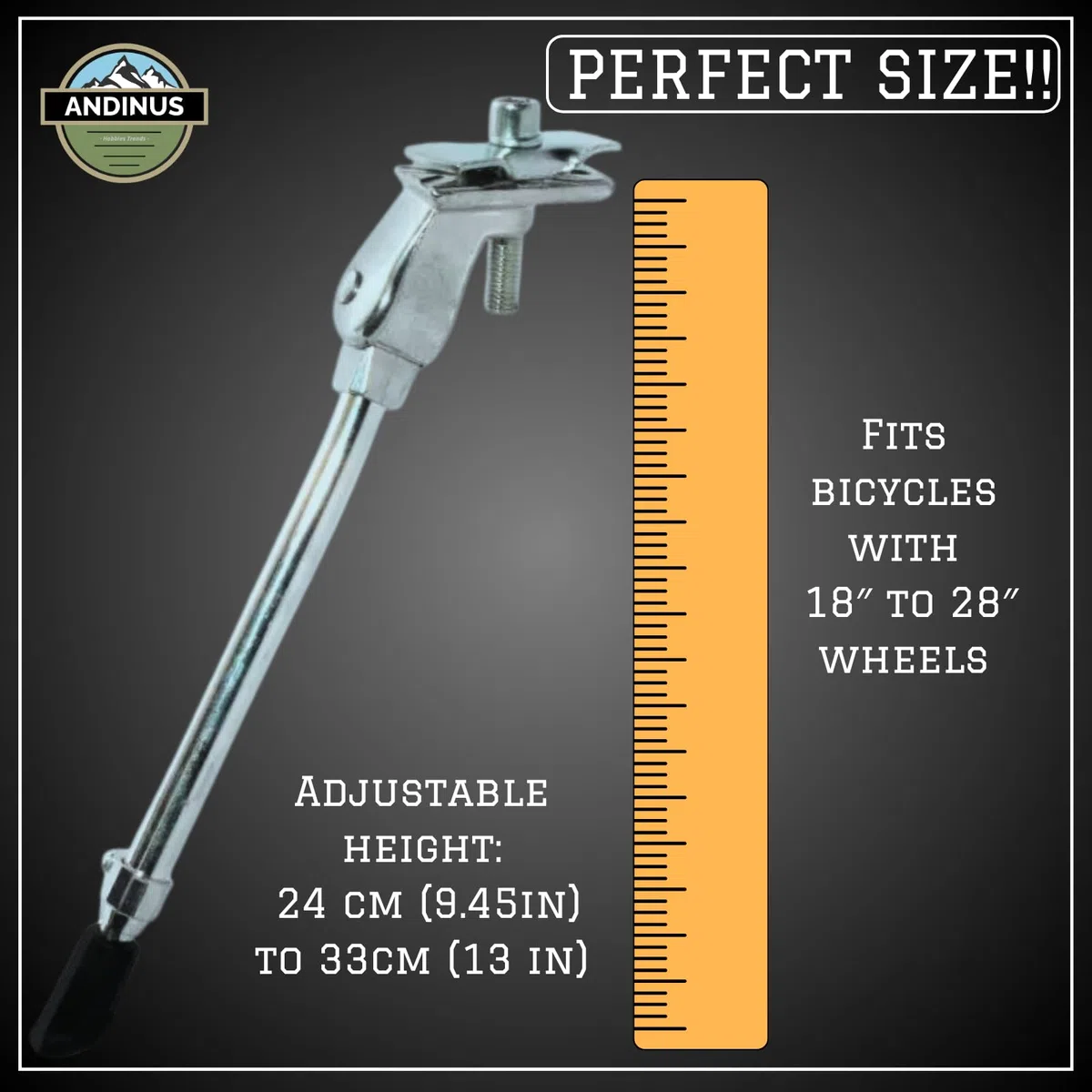 Cavalletto centrale per bicicletta – estensibile 18 '' -28'', montaggio diretto, alluminio resistente, regolabile e antiscivolo (argento)