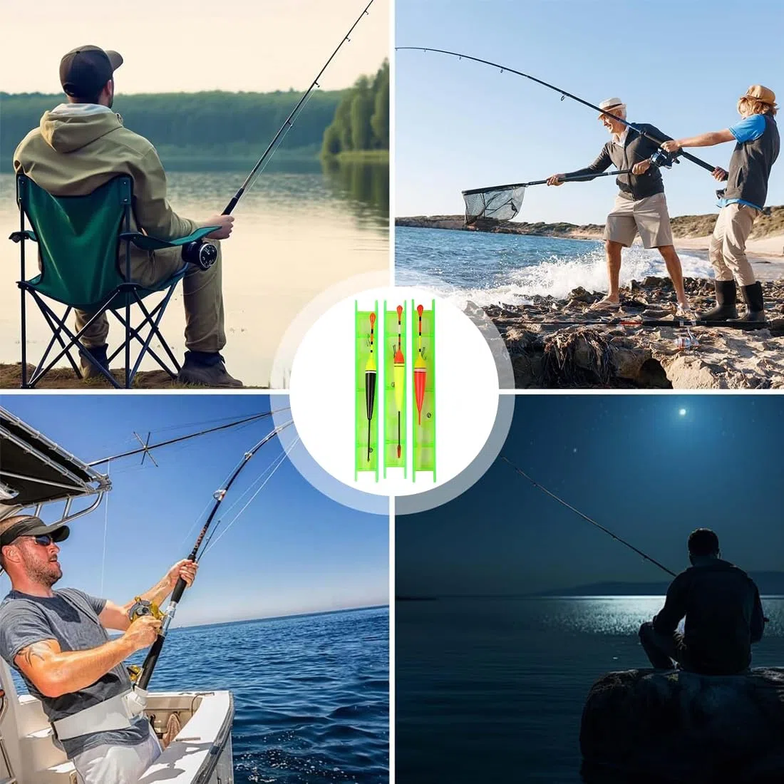 6 Pezzi Galleggianti Da Pesca Galleggianti, Con Piombino, Lenza E Amo, Plastica Da Pesca Galleggiante Da Pesca Scivolare, Trota Galleggianti, Per La Pesca In Acqua Dolce E Salata